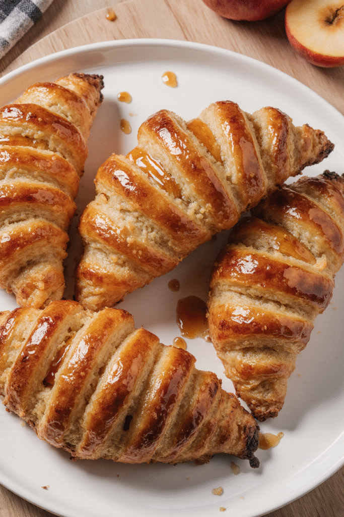 Chaussons aux pommes maison dorés et croustillants, garnis de pommes caramélisées et saupoudrés de sucre glace.