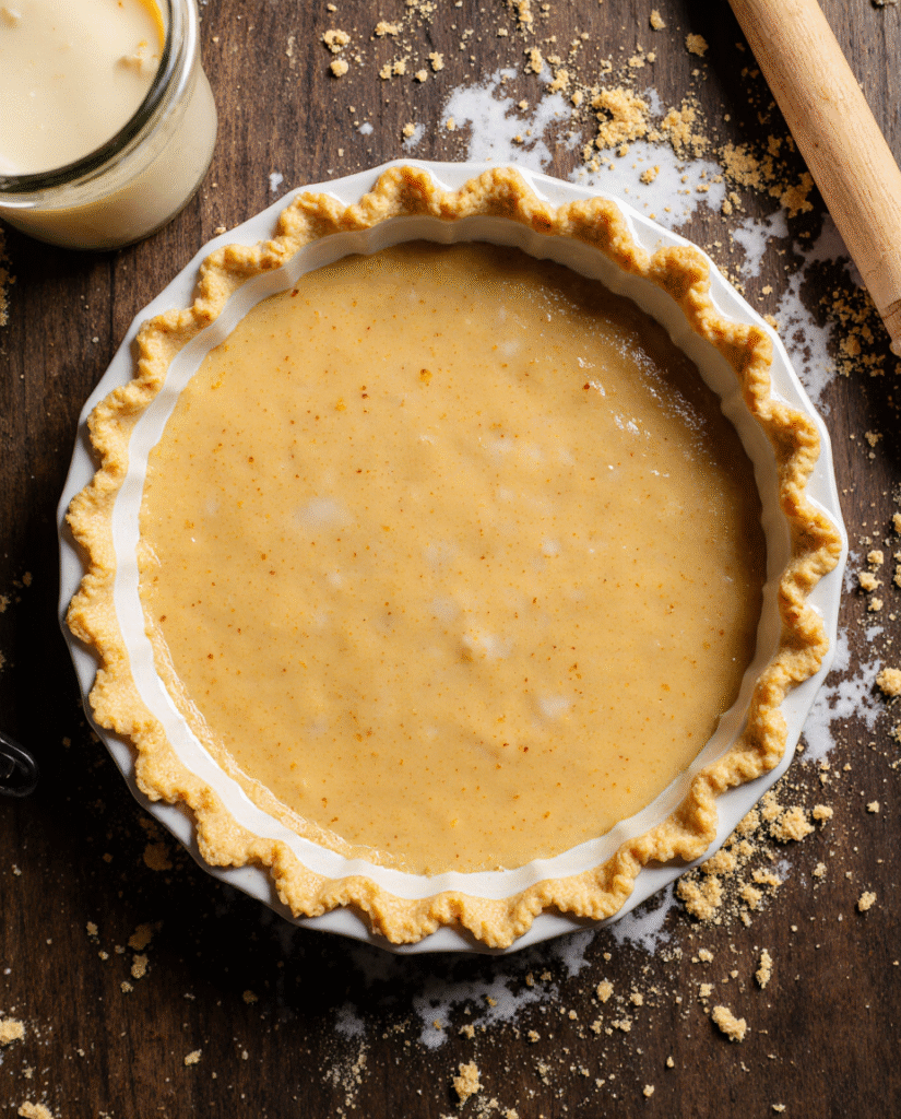 Pâte sablée maison étalée sur un plan de travail fariné, prête à être utilisée pour une tarte.