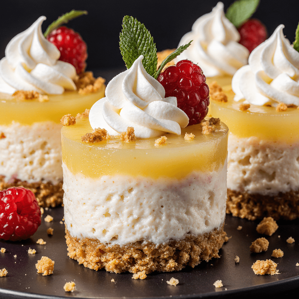 Cheesecake sans cuisson à l’ananas décoré de chantilly et framboises sur un plat de service.