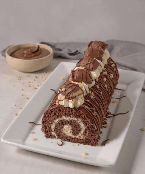 Roulé suisse Nutella avec génoise cacaotée et garniture fondante