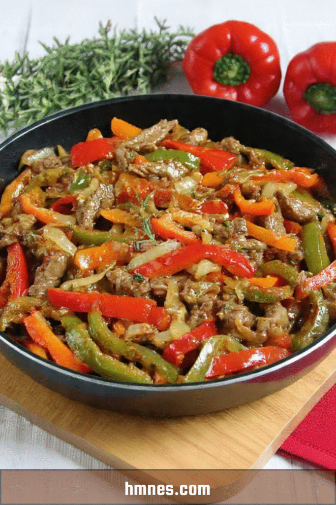 Wok de bœuf aux poivrons façon traditionnelle avec légumes croquants