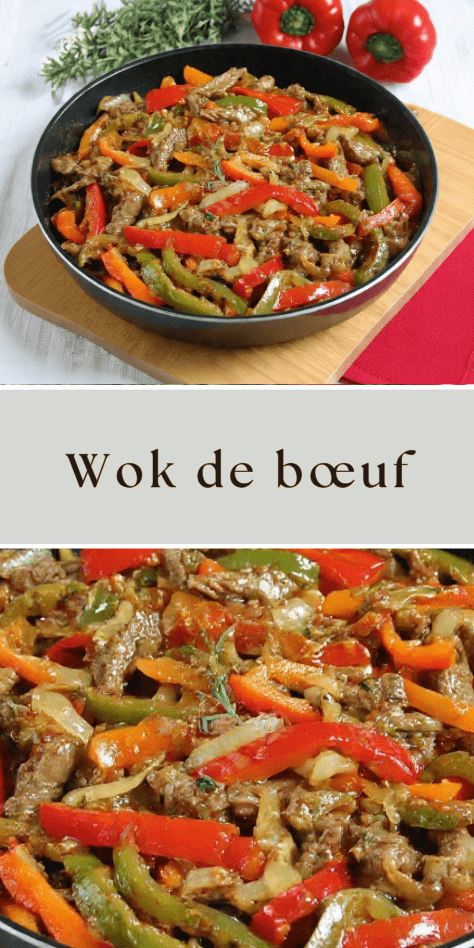 Wok de bœuf aux poivrons façon traditionnelle avec légumes croquants