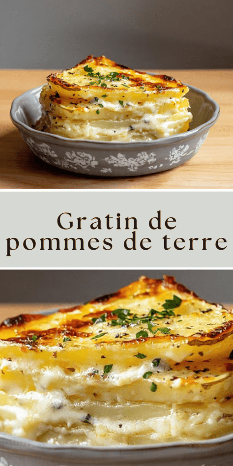 Gratin de pommes de terre fondant et crémeux, doré au four. Recette traditionnelle facile pour un accompagnement gourmand et réconfortant.