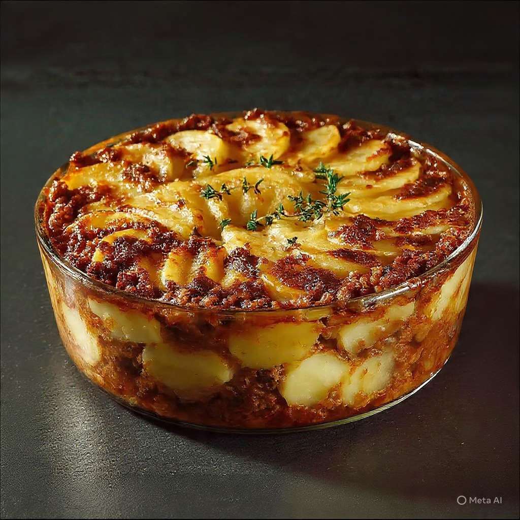 Gratin pommes de terre bœuf haché doré au four