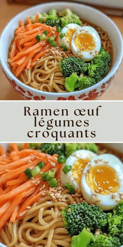 ramen œufs mollet legumes croquants bol japonais
