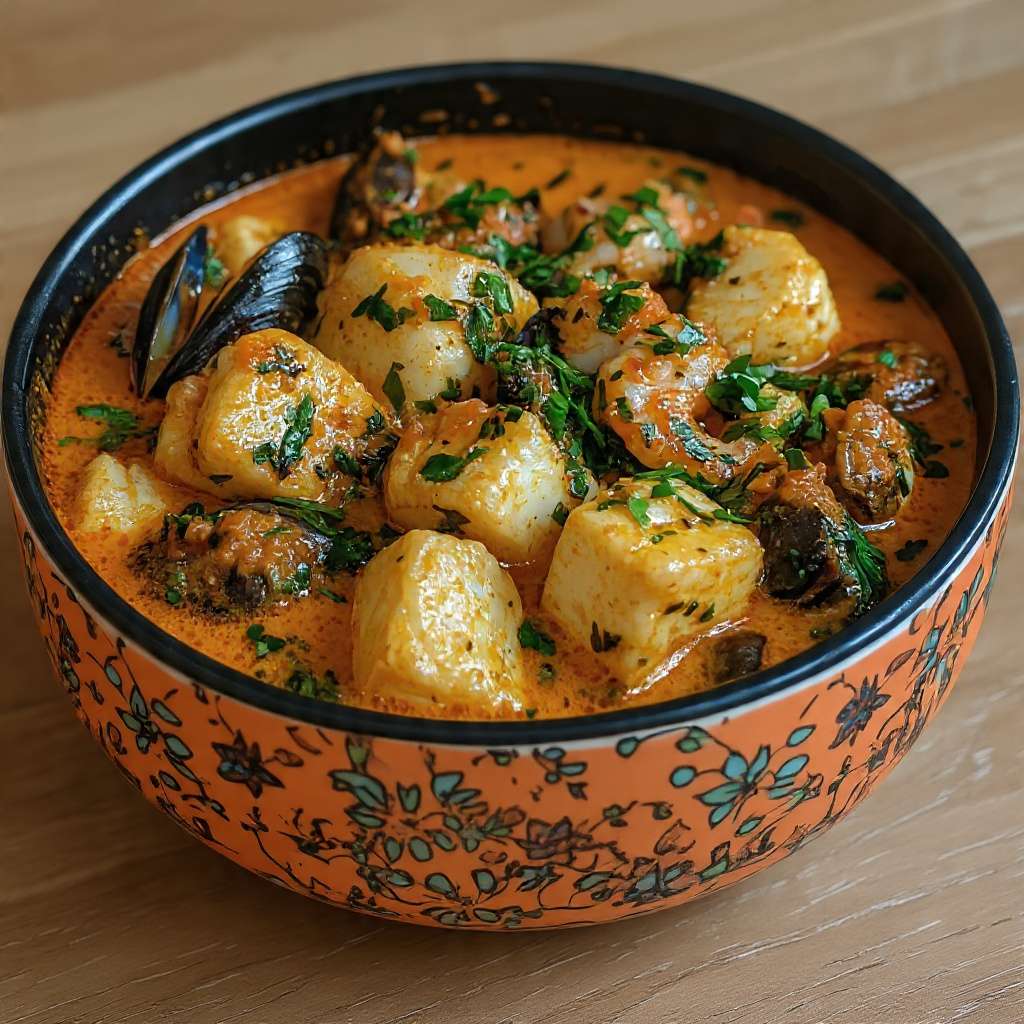 cassolette fruits de mer sauce tomate creme herbes