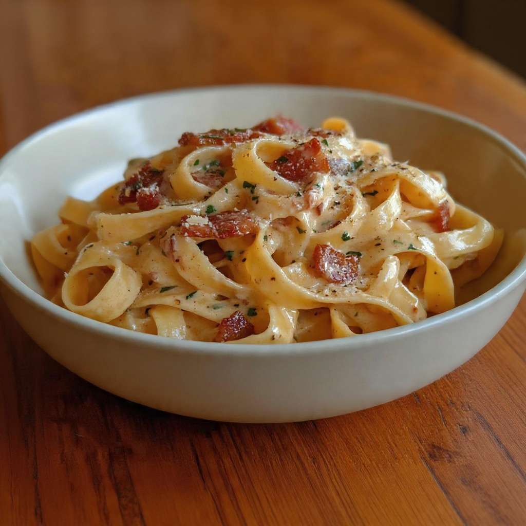 tagliatelles creme lardons fromage fondant