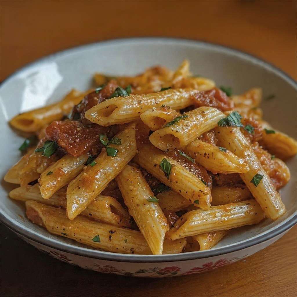 pennes rustiques saucisse tomate sauce rustique parmesan