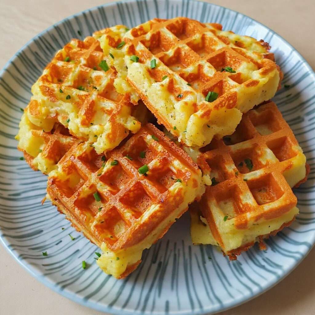 Gaufres salées pommes de terre ciboulette croustillantes