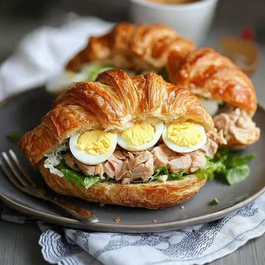 croissant thon œufs durs mayonnaise salade sandwich maison
