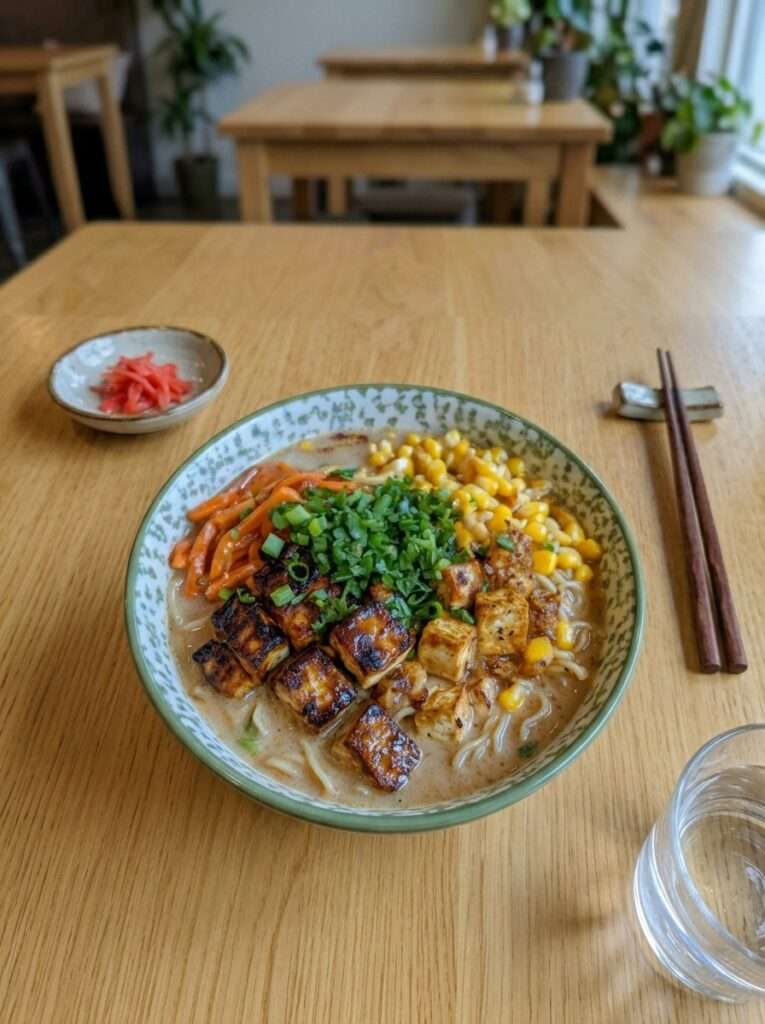 ramen tofu grillé lait coco bouillon legumes nouilles