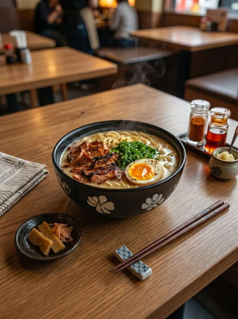 ramen porc braisé bouillon cremeux oeuf mollet nouilles