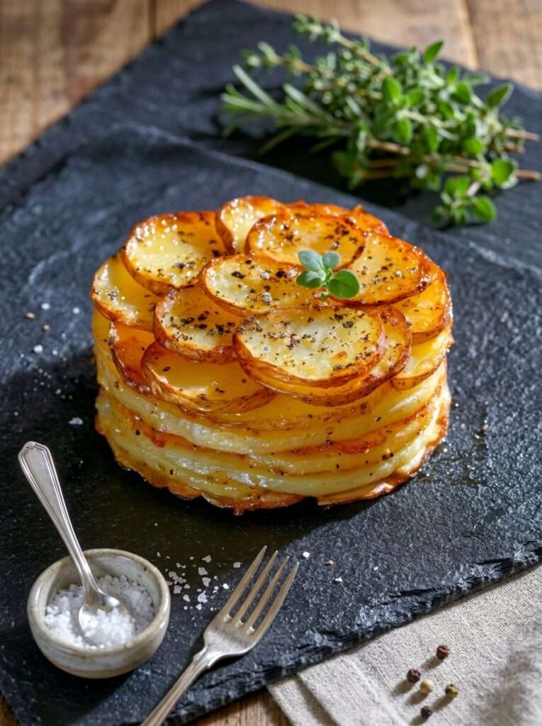 pommes anna croustillantes beurre clarifie dorees rosace