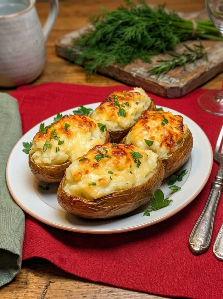 pommes de terre farcies creme fromage gratine doré fondant