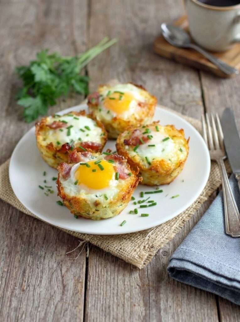 nids pommes de terre oeufs lardons fromage croustillant four