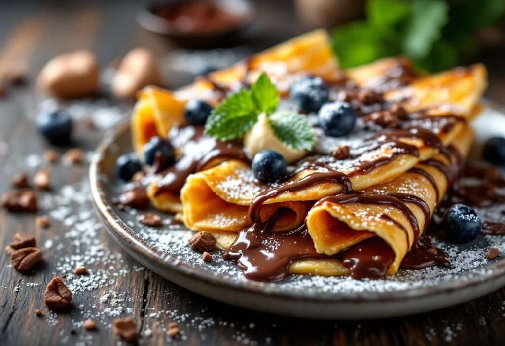 Crêpes au Nutella maison fines et moelleuses avec garniture chocolat noisette fondante