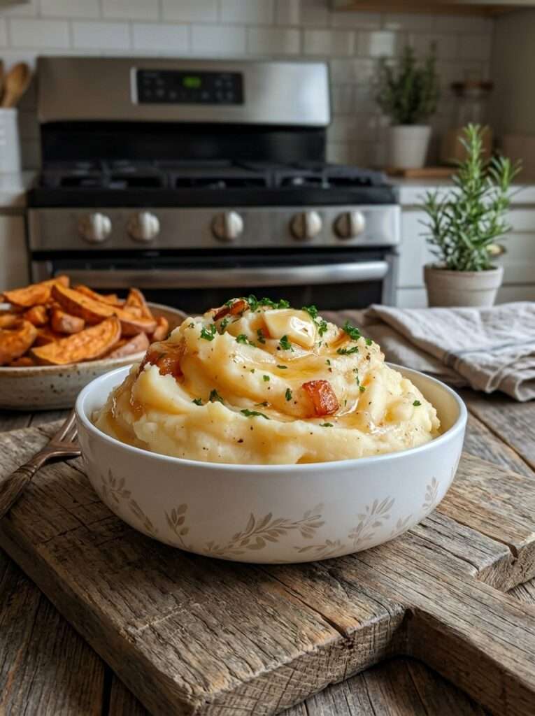 purée pommes de terre maison onctueuse beurre lardons persil
