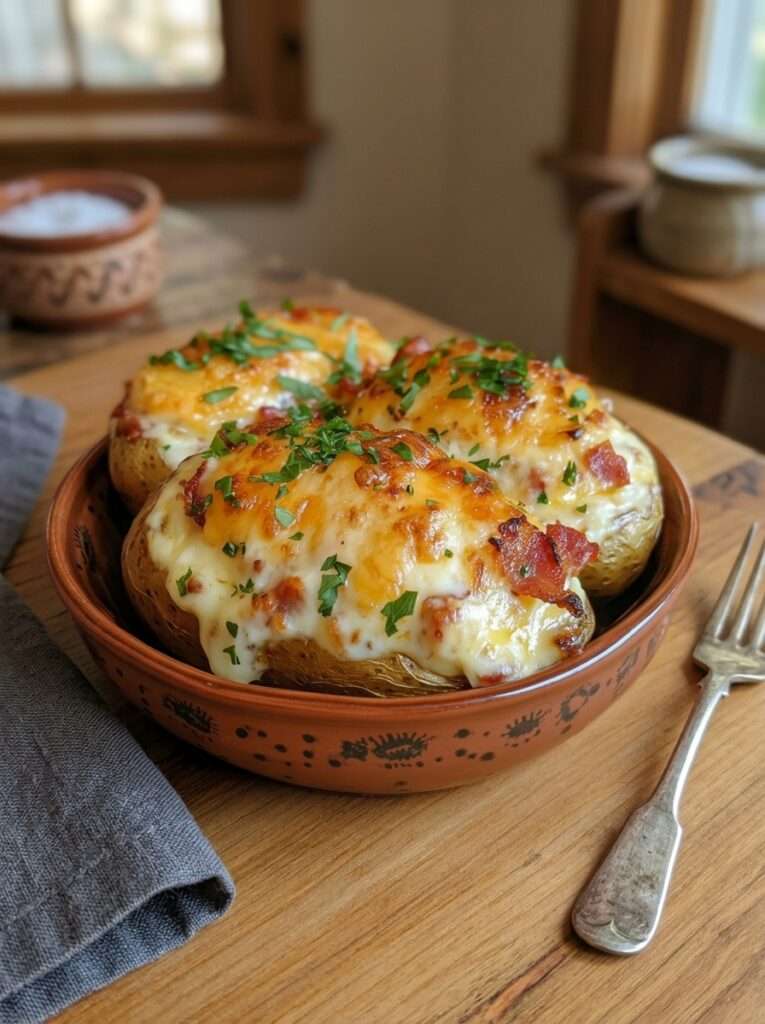 pommes de terre farcies fromage lardons gratinees croustillantes