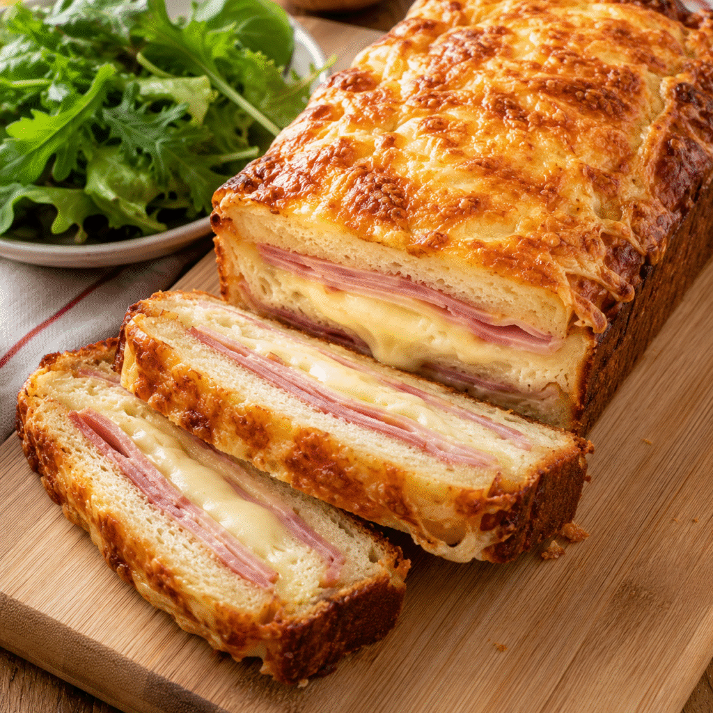 Croque cake au jambon et fromage fondant