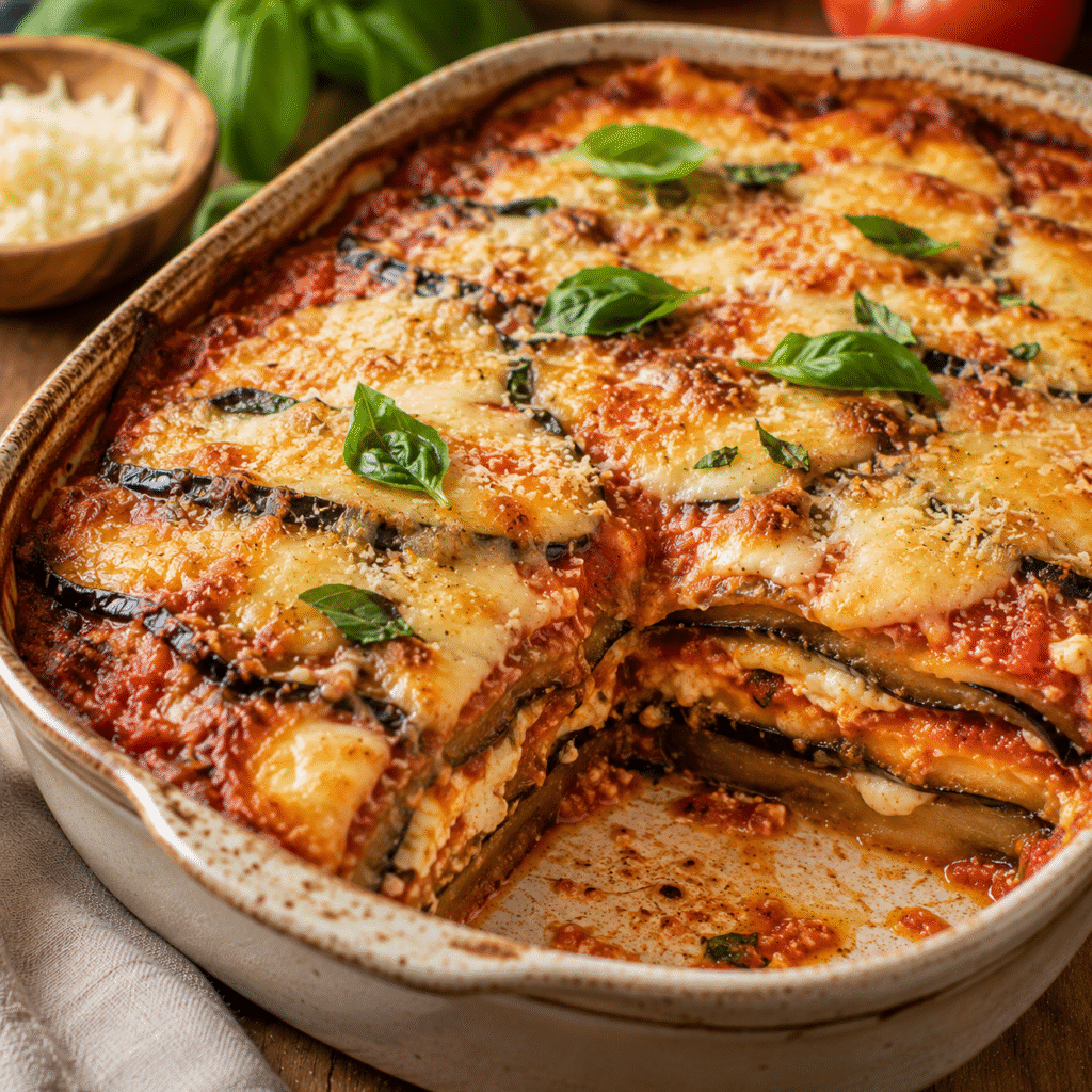 Aubergines parmigiana à la mozzarella et à la tomate