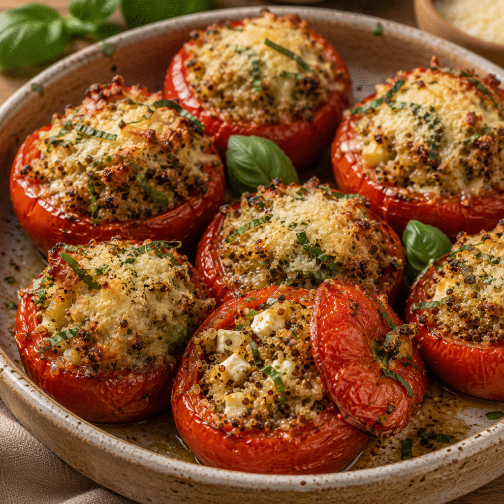 Tomates farcies au chèvre et au quinoa gratinées