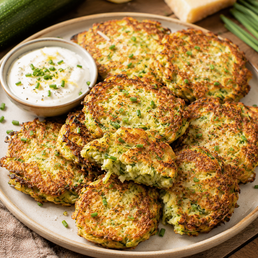 Galettes de courgettes croustillantes avec sauce au yaourt