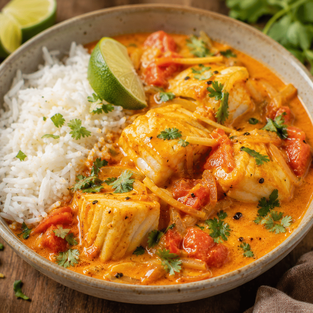 Curry de poisson crémeux au lait de coco et aux épices
