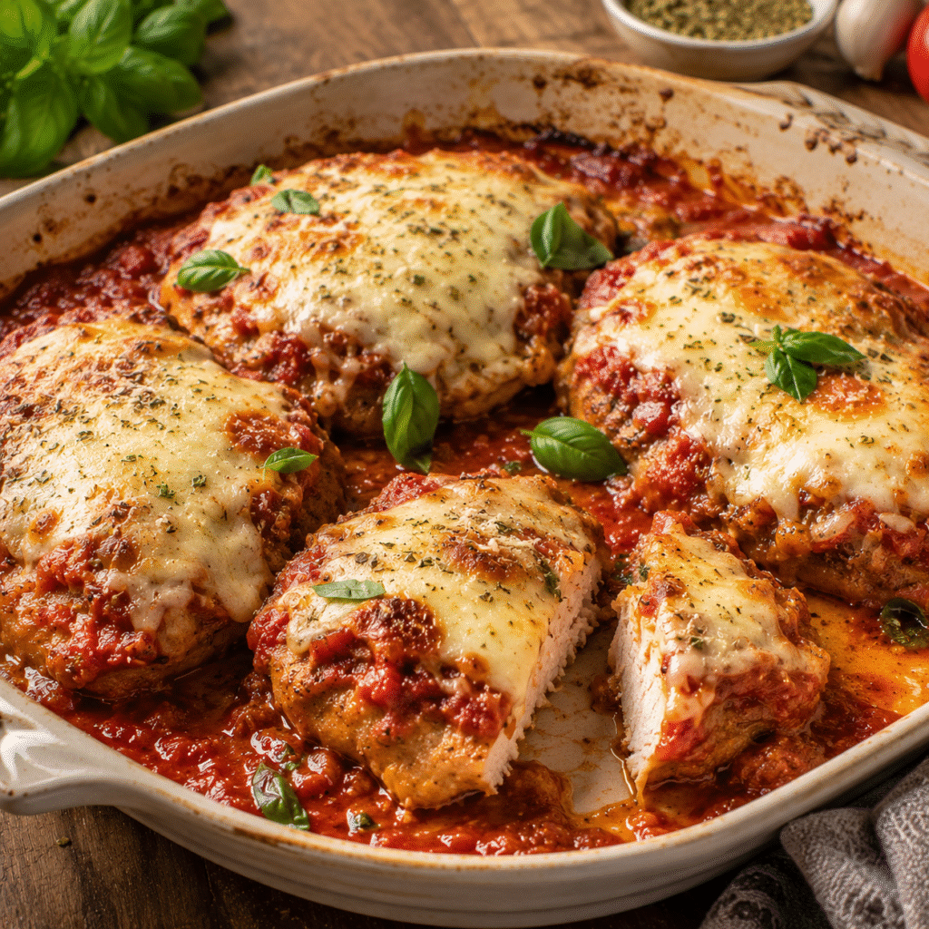 Escalopes de porc gratinées à la tomate et mozzarella