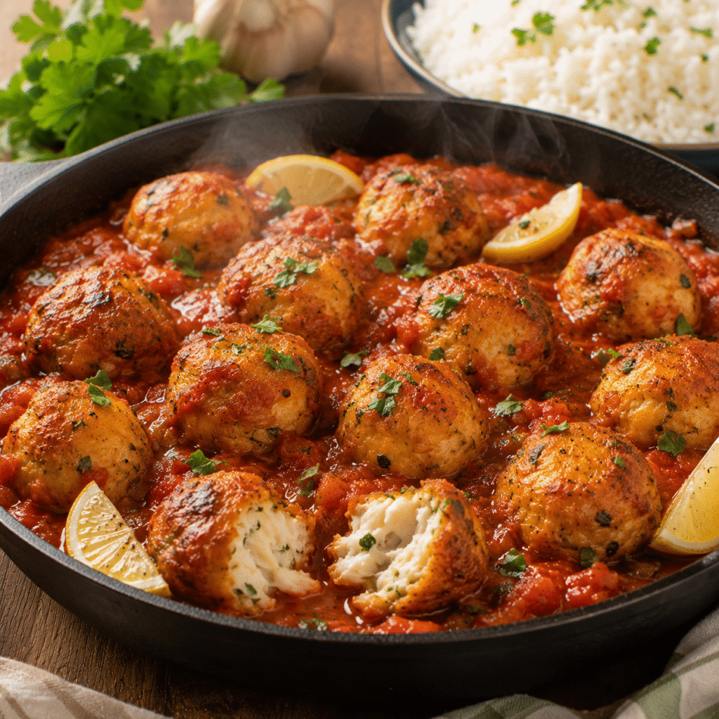 Boulettes de poisson tendres dans une sauce tomate maison