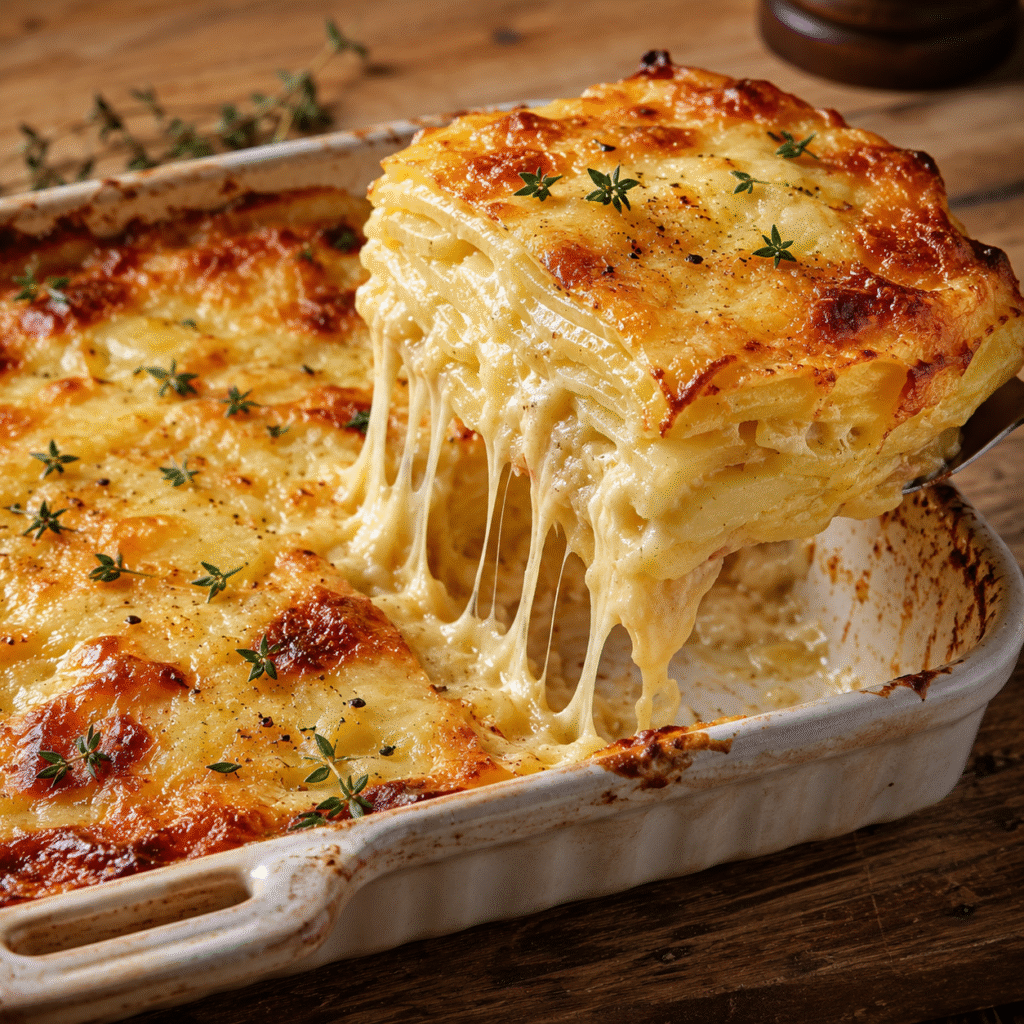 Gratin de pommes de terre au fromage fondant et doré