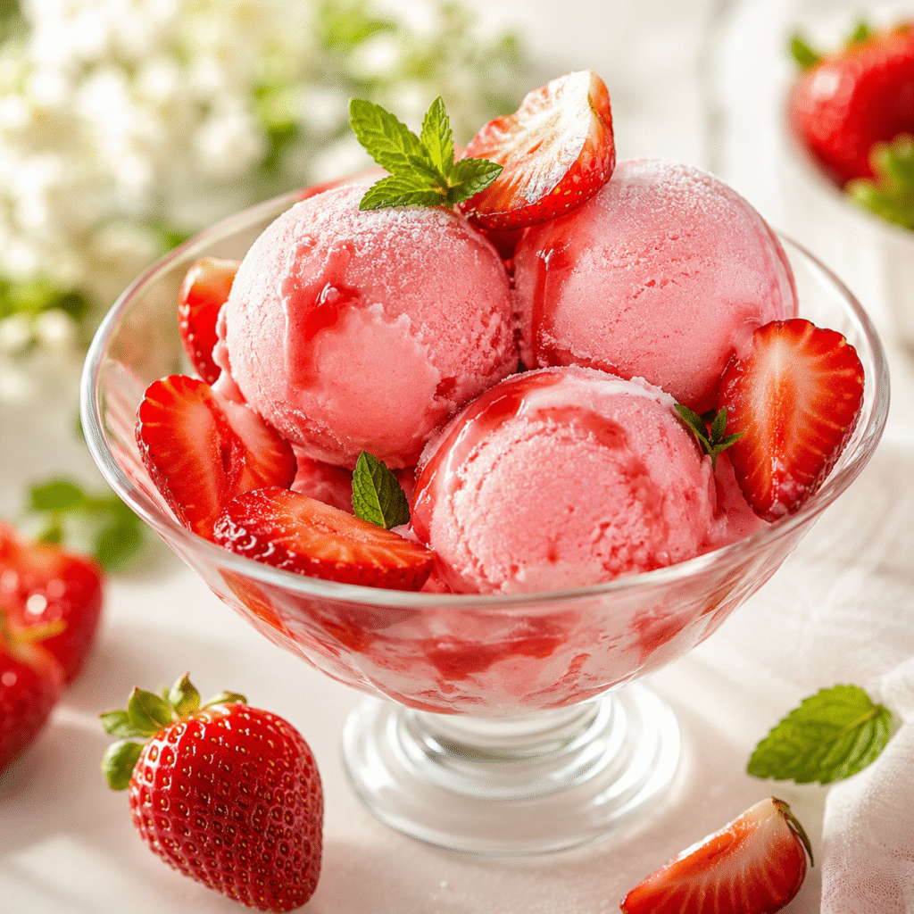 Sorbet fraise-yaourt crémeux sans sorbetière