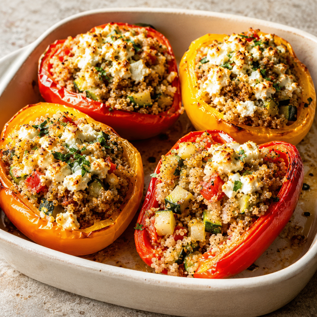 Poivrons farcis au quinoa et à la feta gratinée