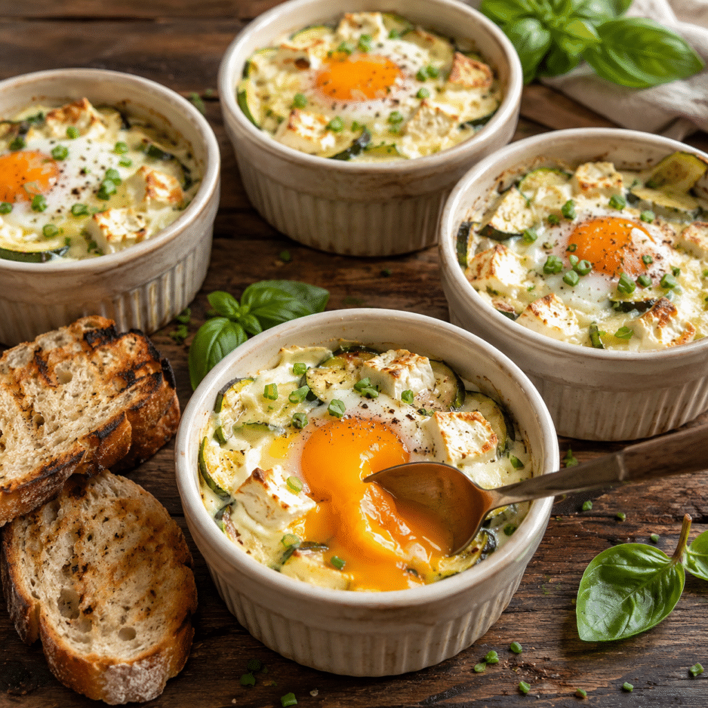 œufs cocotte aux courgettes et au fromage de chèvre