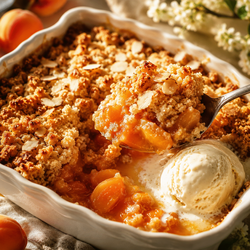 Crumble aux abricots et aux amandes avec glace