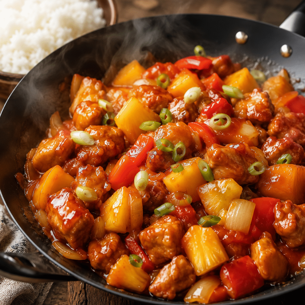 Porc à l’ananas avec poivrons et sauce aigre-douce