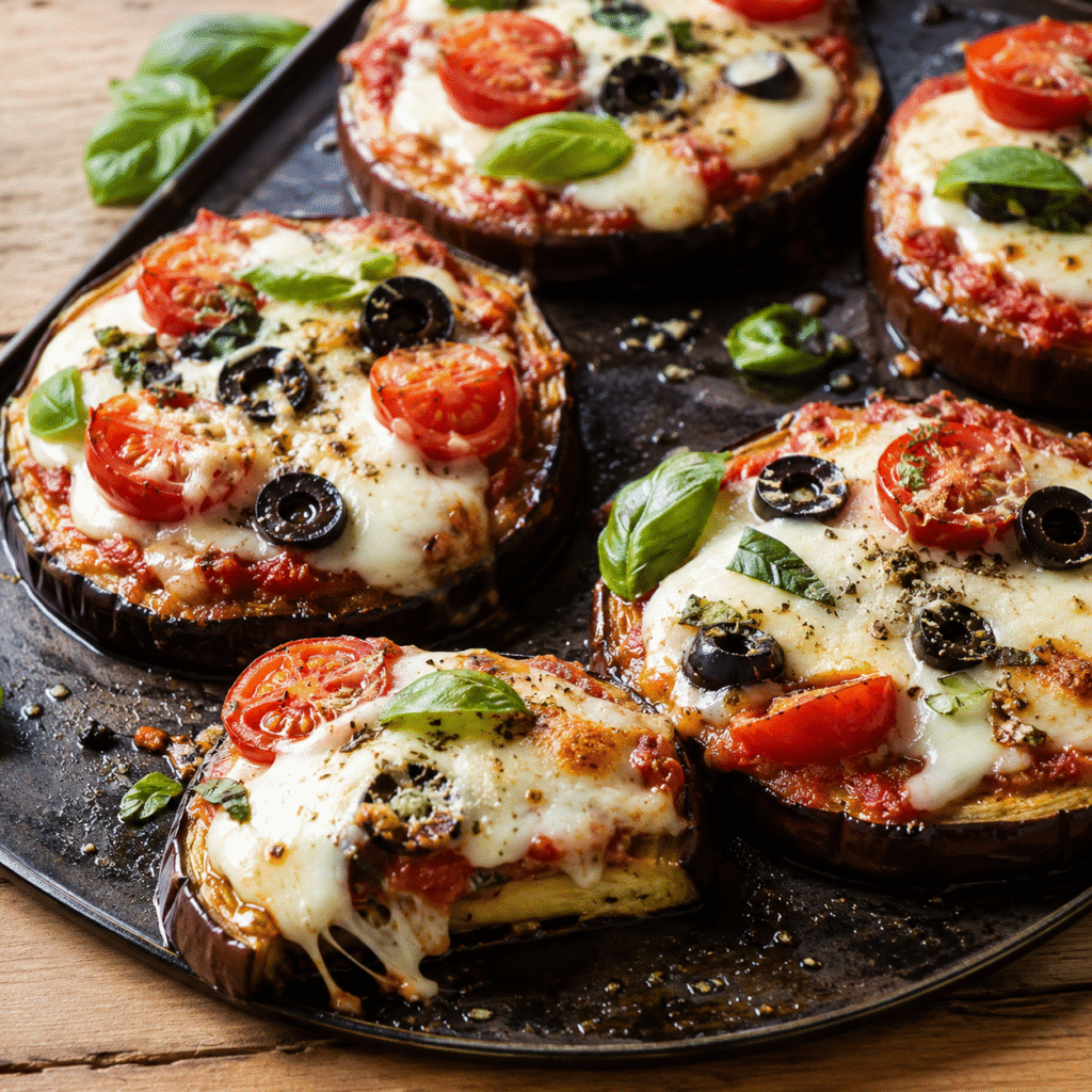 Aubergines façon pizza à la mozzarella et aux tomates