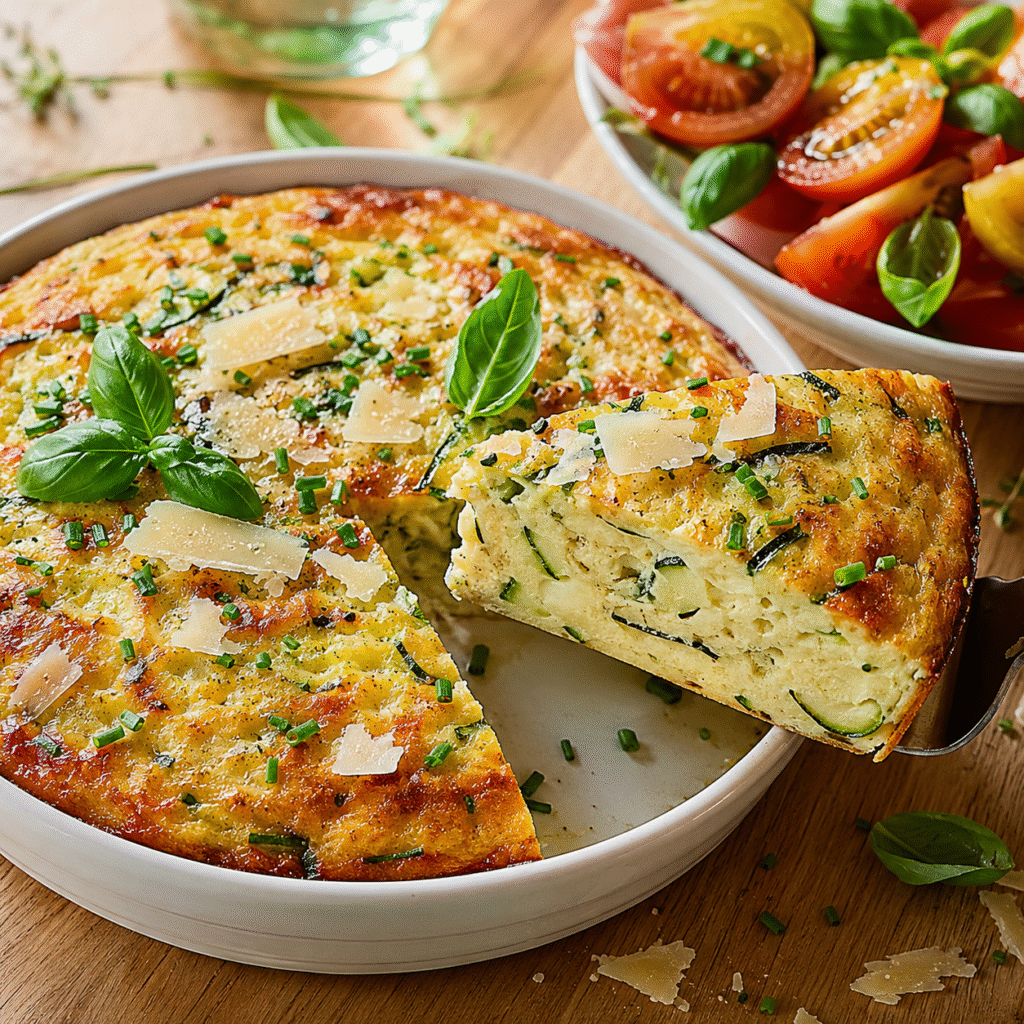 Flan courgettes fondant au parmesan et aux herbes