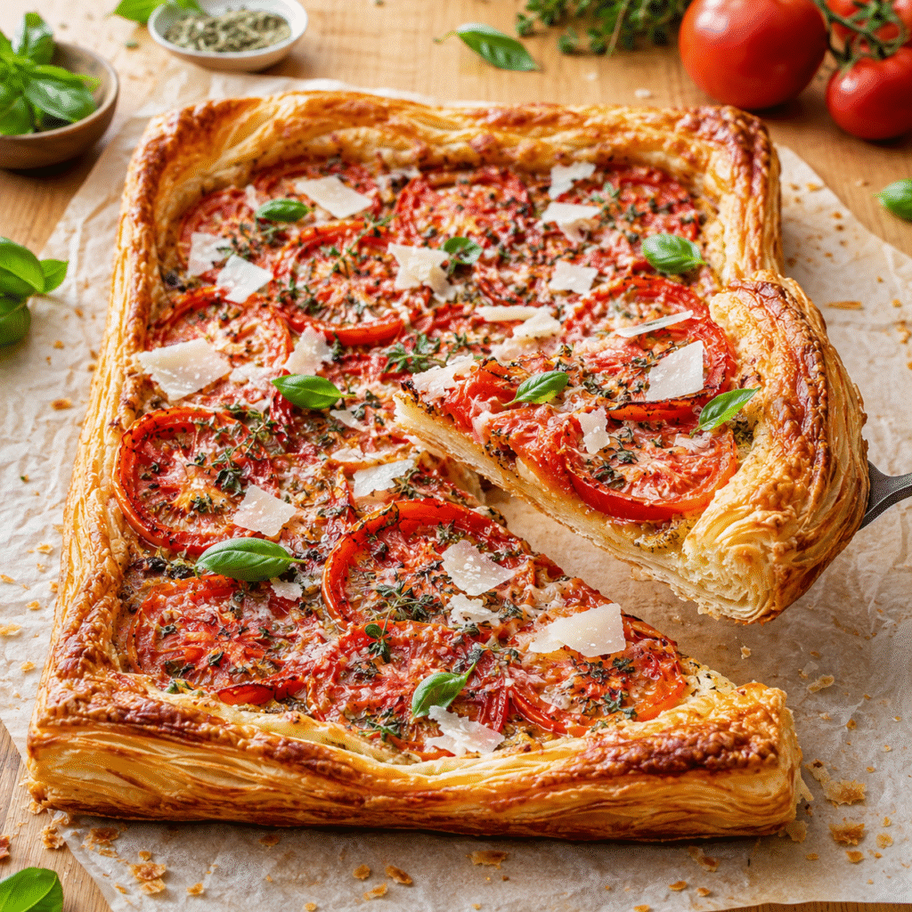 Tarte fine aux tomates rôties et au parmesan