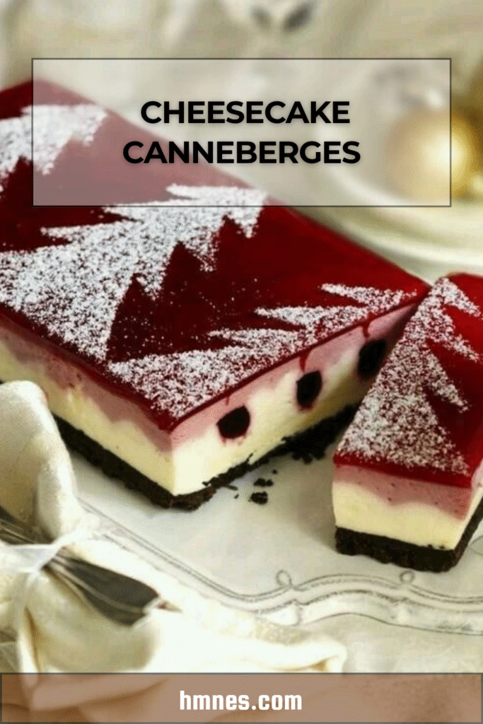 cheesecake canneberges avec garniture rouge brillante et base chocolatée