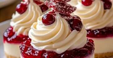 Mini cheesecakes Noël avec base biscuitée, fruits rouges et chantilly vanille