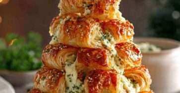 Sapin feuilleté fromage croustillant avec herbes fraîches et dorure brillante