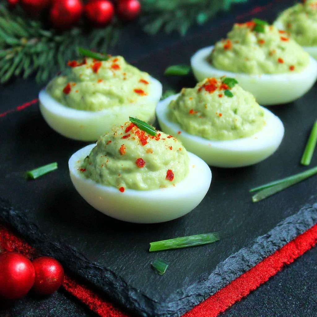 Œufs mimosa avocat garnis de crème d’avocat citronnée, ciboulette et paprika doux