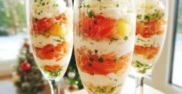 Verrines saumon fumé crème citronnée avec ciboulette fraîche et couches nettes