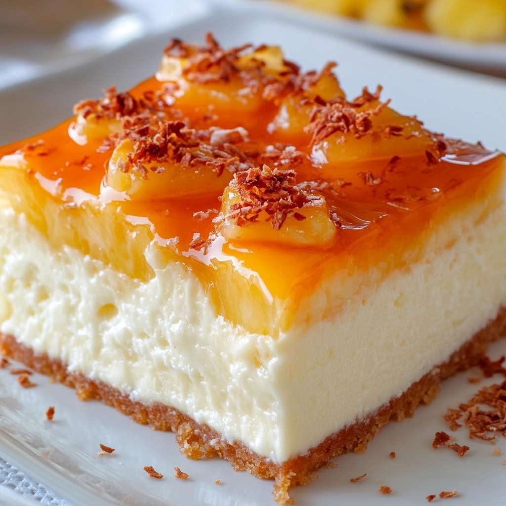 Cheesecake à l’ananas caramélisé avec base biscuitée et topping doré