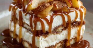 Découvrez le tiramisu caramel beurre salé pommes, un dessert fondant et réconfortant associant mascarpone onctueux, pommes poêlées et caramel.