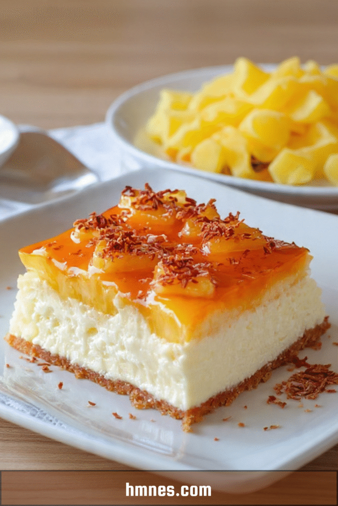 Cheesecake à l’ananas caramélisé avec base biscuitée et topping doré