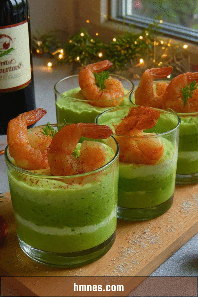 Verrines avocat crevettes avec couches crémeuses et paprika doux