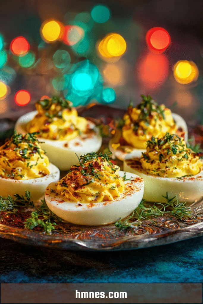 Œufs mimosa herbes garnis de ciboulette et d’aneth ciselés