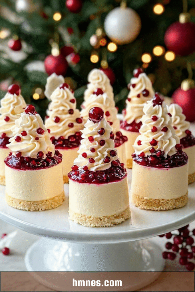 Mini cheesecakes de Noël aux fruits rouges garnis de chantilly et fruits frais