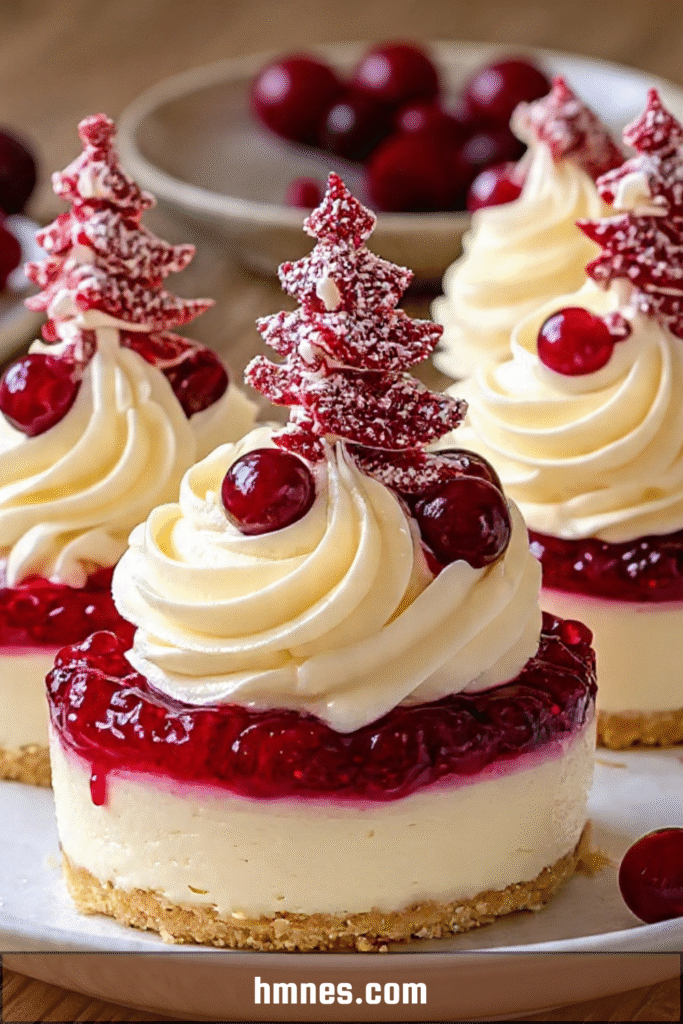 Mini cheesecakes Noël avec base biscuitée, fruits rouges et chantilly vanille